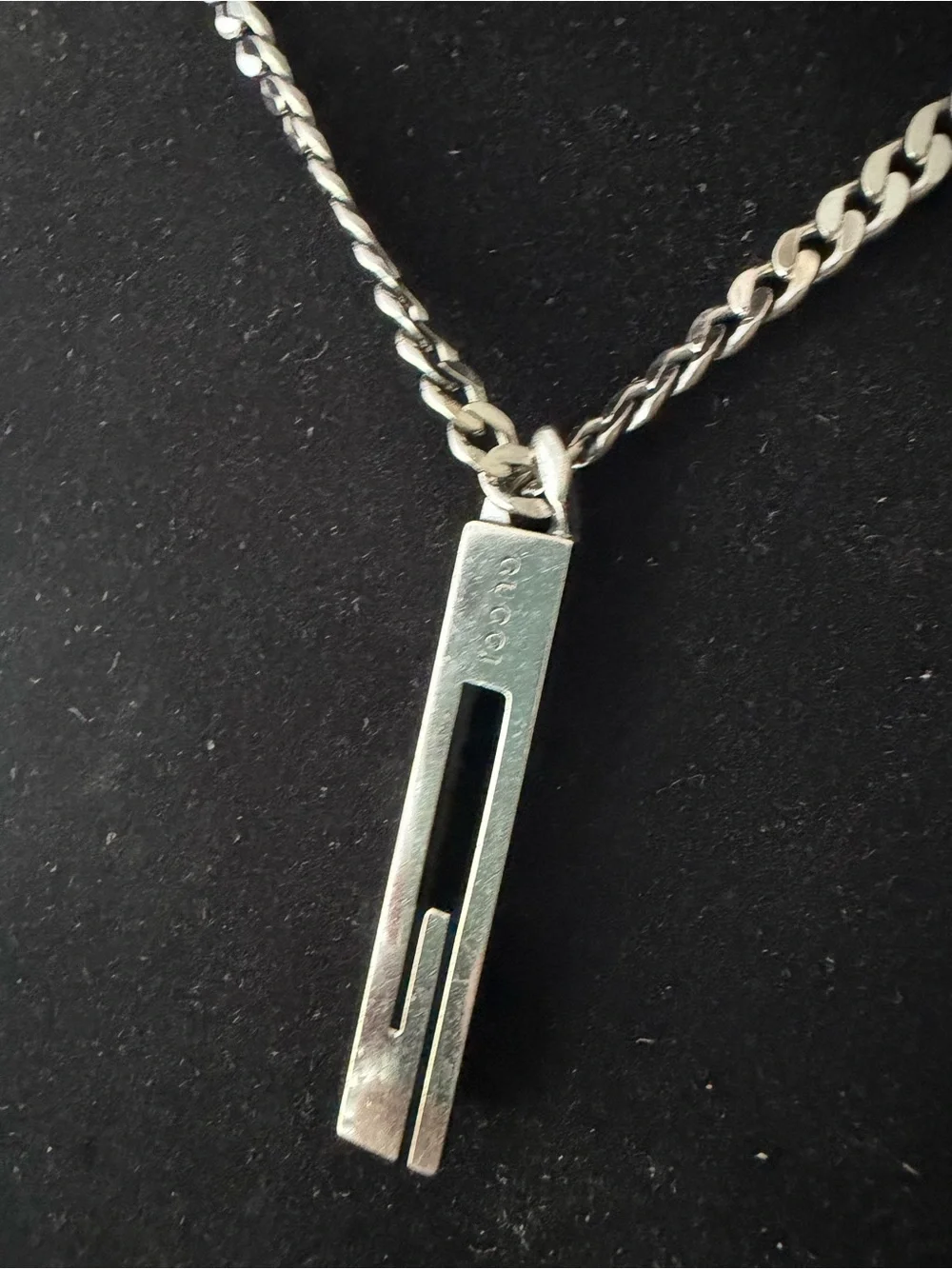 Gucci Silver Men's Pendant Chain Necklace